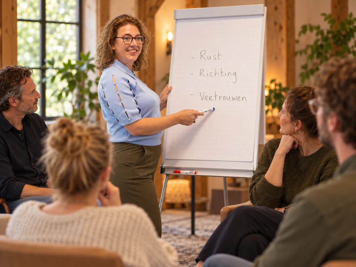 Sanne begeleidt een groep